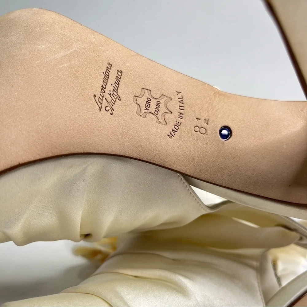 NEW Bridal by Butter Cream Satin Peep-Toe Lace-up Classy Wedding Bridal Pumps - Picture 12 of 14